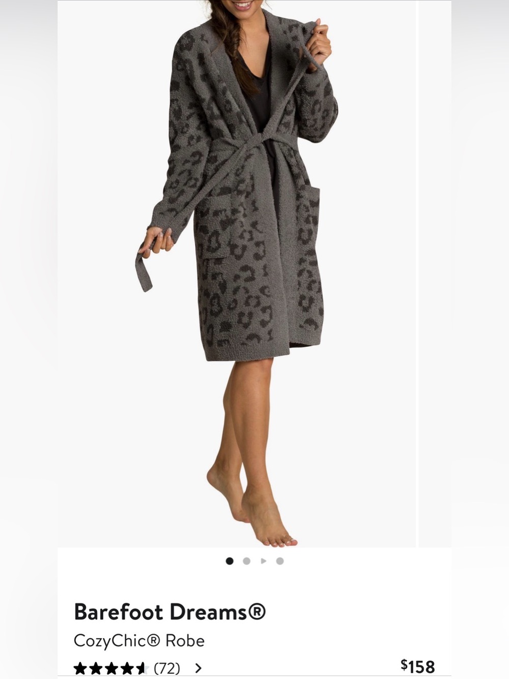 Barefoot Dreams CozyChic Leopard Print Robe in Graphite-Carbon